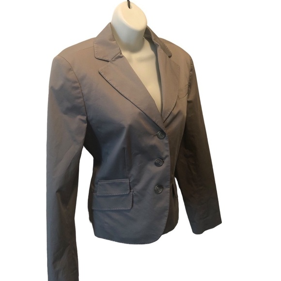Ann Taylor LOFT Grey Lined Semi Fitted Career Blazer Size 8 Stretch Avant Garde - Picture 3 of 9